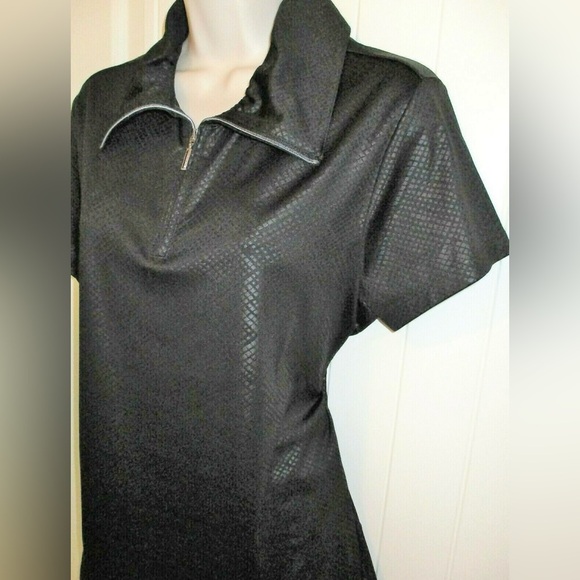 Izod Black Zip-Up Golf Shirt - Picture 1 of 4